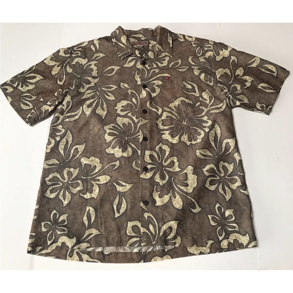 Vintage Quiksilver Hawaiian Tropical Floral Shirt Large  
 Surf Retro 70's